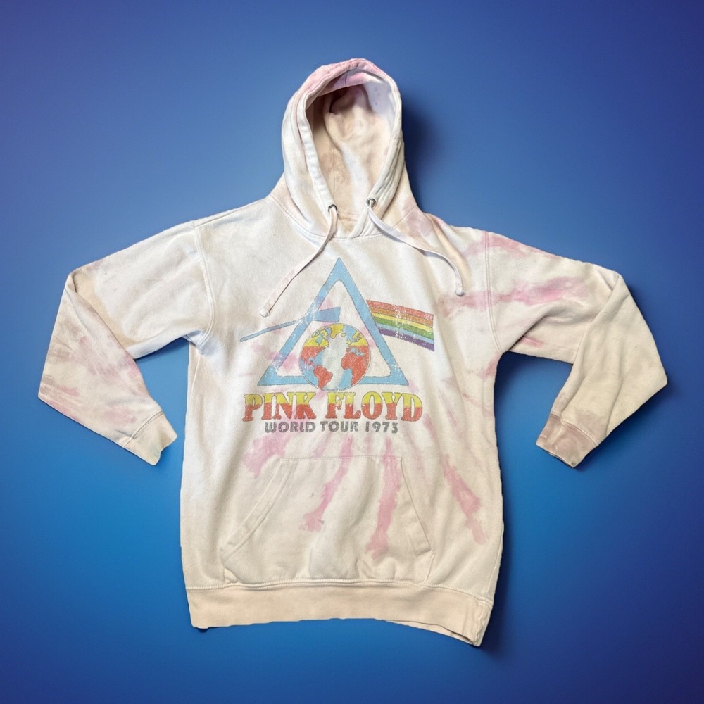 Pink Floyd World‎ Tour 1973 Sweatshirt Hoodie Men's Small S Tie Dye Graphic Pink